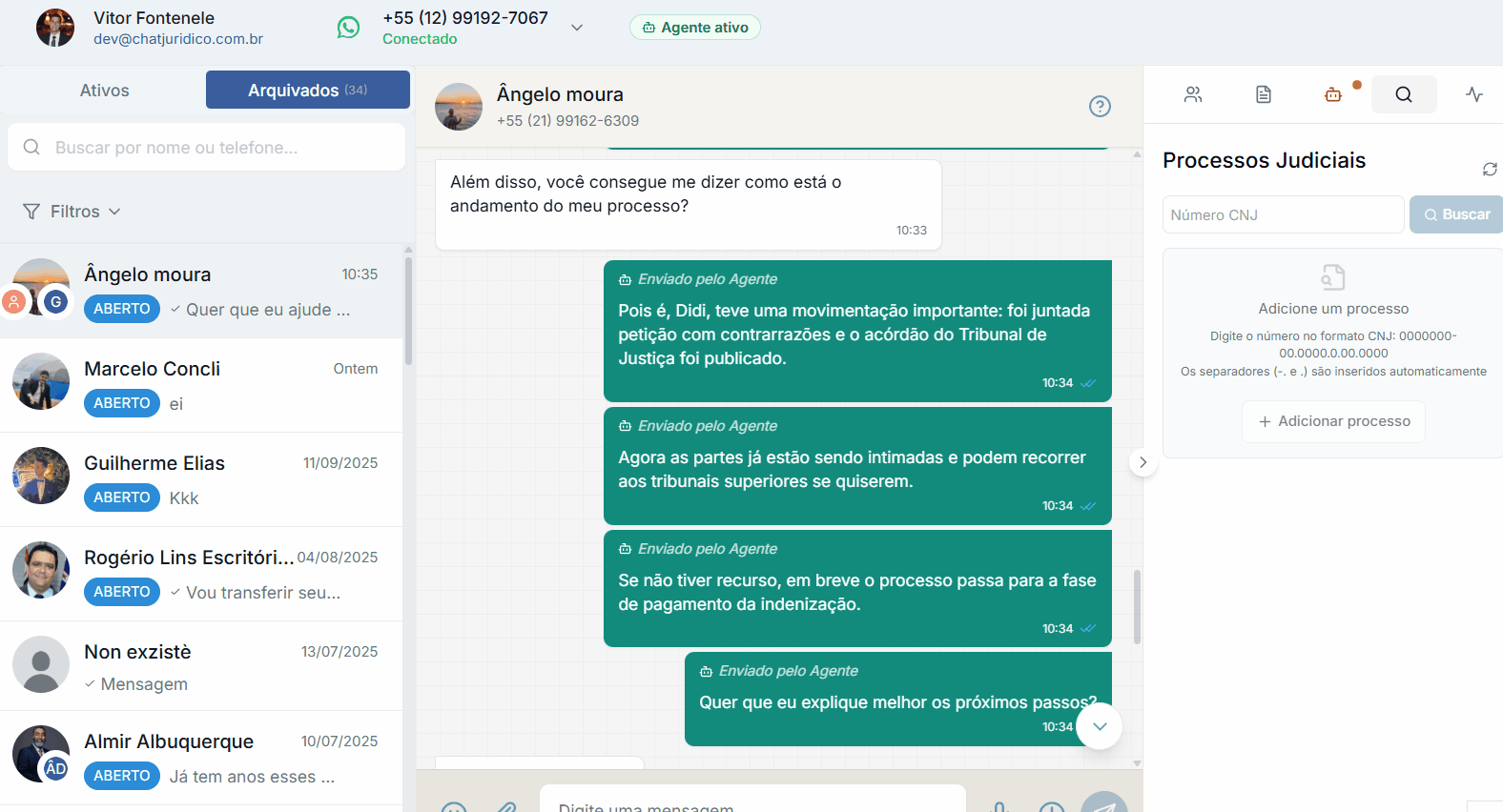 Preview da busca de processos
