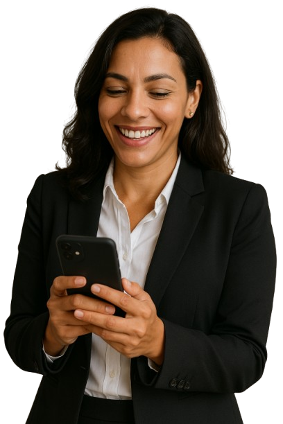 Advogada atendendo no WhatsApp com IA