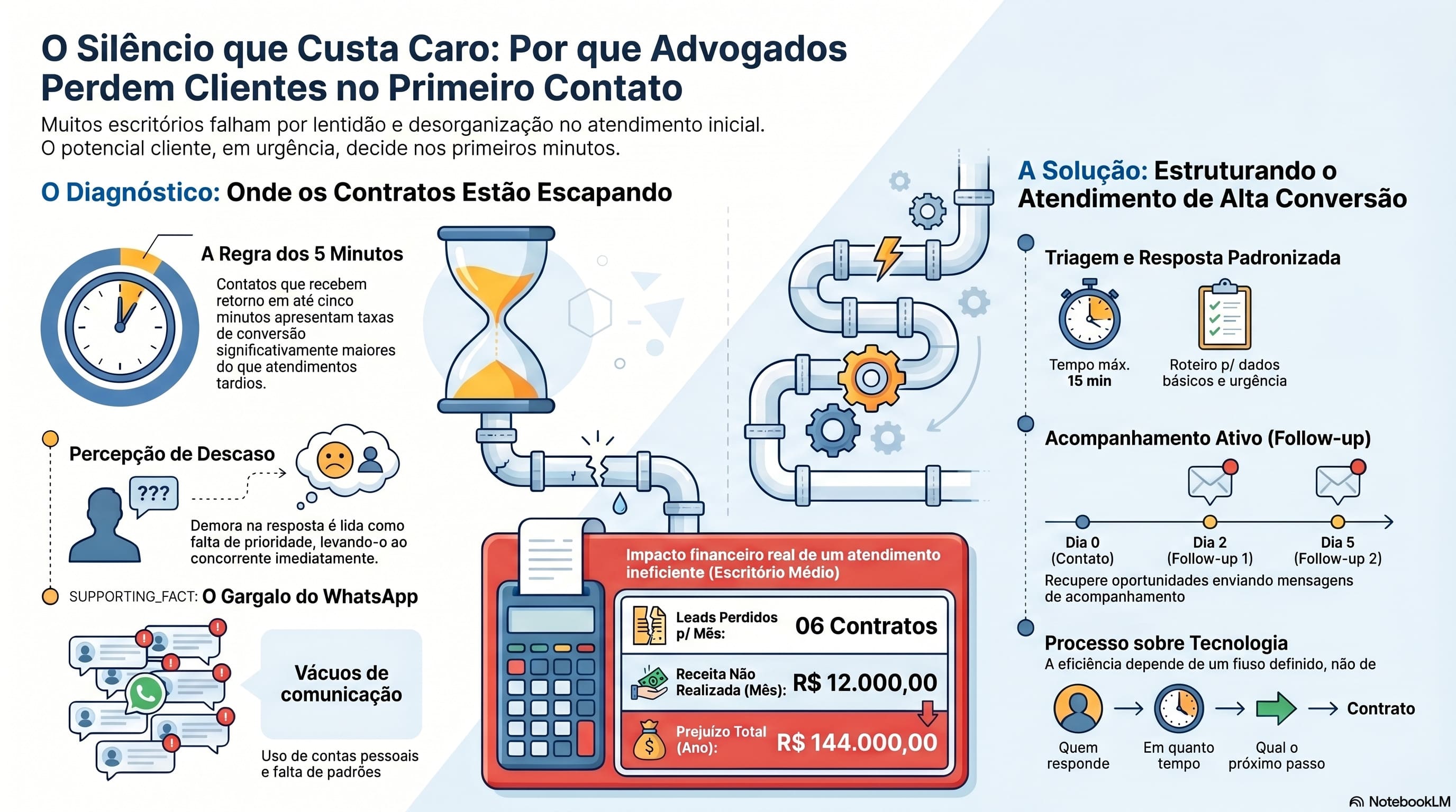 Atendimento inicial no WhatsApp impactando a perda de clientes na advocacia