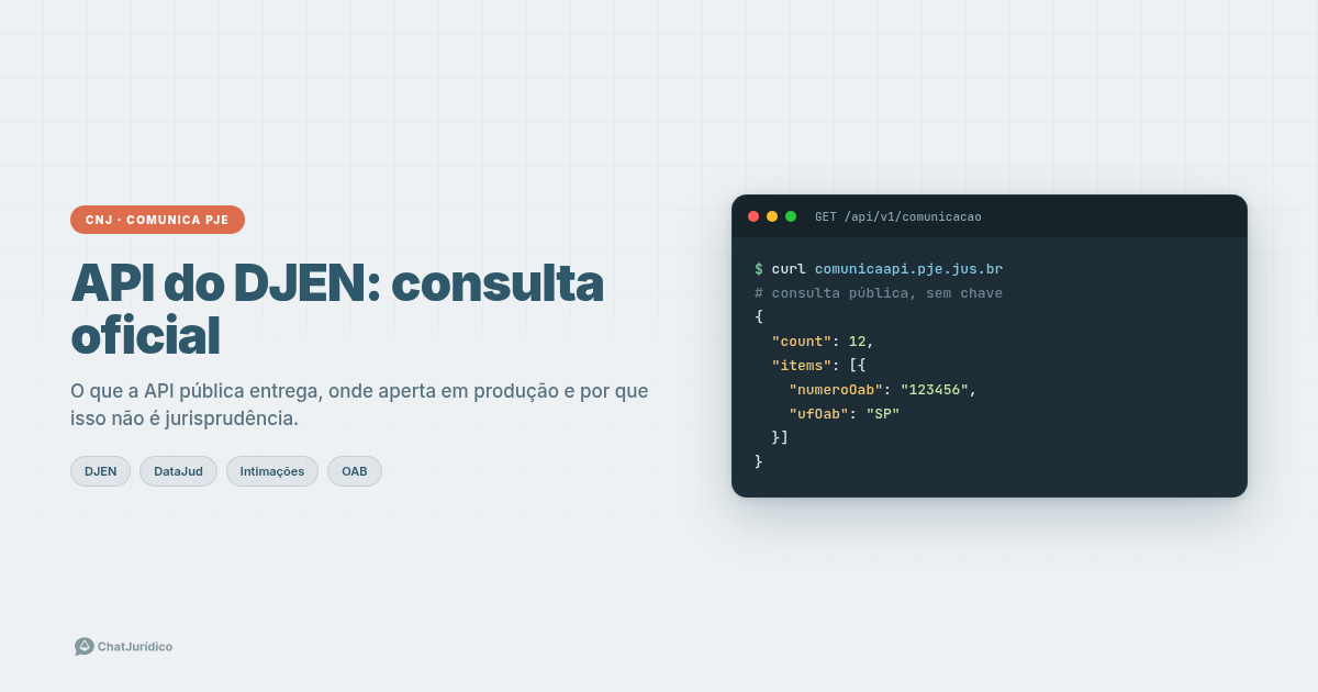 Artigo anterior: API do DJEN: consulta oficial do CNJ e como integrar