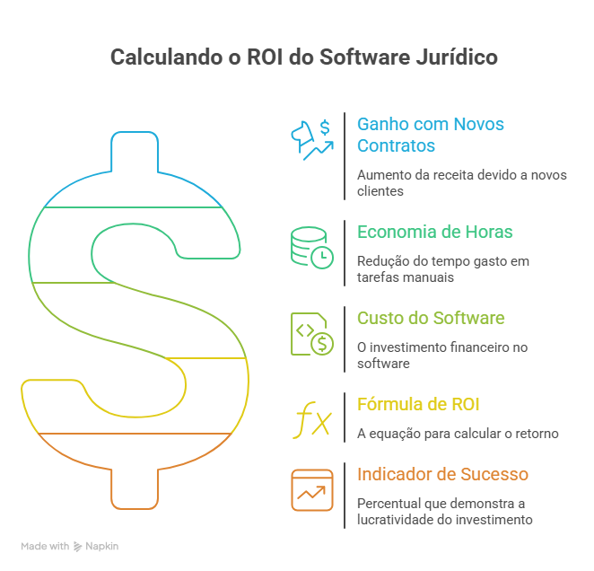 Cálculo de ROI de investimento em software jurídico para escritório de advocacia
