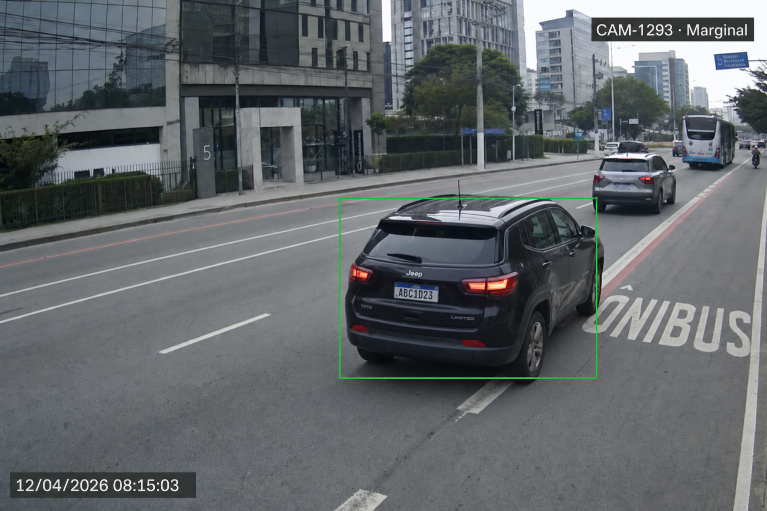 Foto investigativa Brooklin SP Jeep Compass placa Mercosul no corredor Marginal