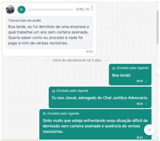 Transcrição de áudios: Chat Jurídico revoluciona atendimento - Luiza Hansen