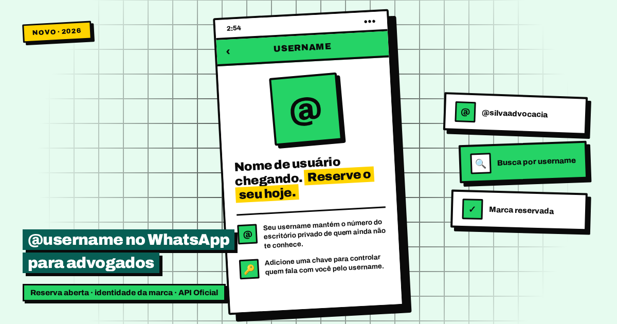 Artigo anterior: Nome de usuário WhatsApp: @username para advogados (guia 2026)