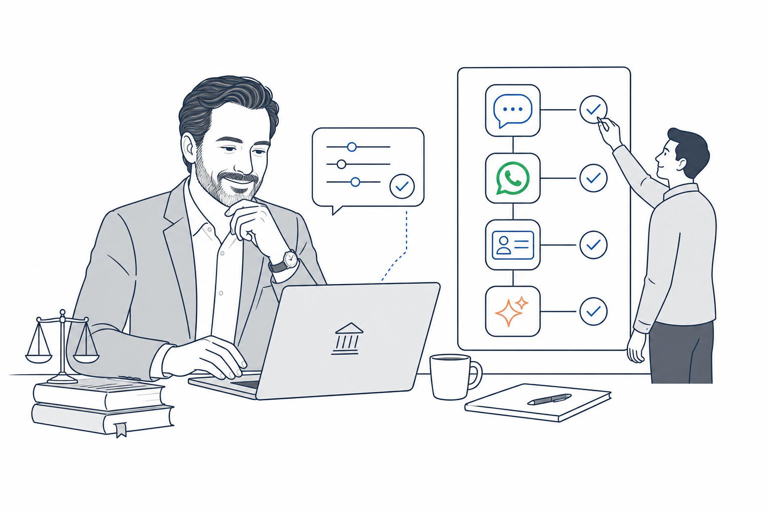 Implantação pronta de IA e CRM para escritório de advocacia