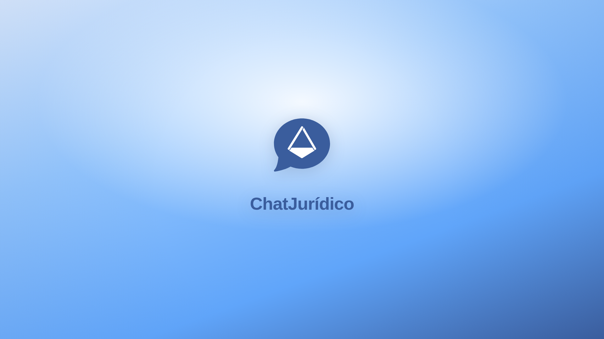Fundo gradiente azul claro suave com logo colorida Chat Jurídico