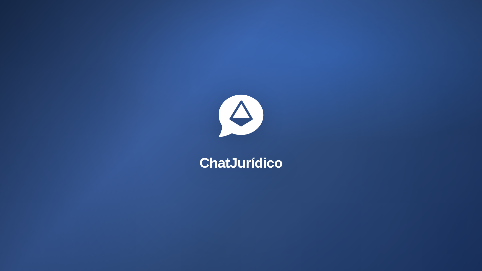 Fundo gradiente azul diagonal corporativo com logo Chat Jurídico centralizada