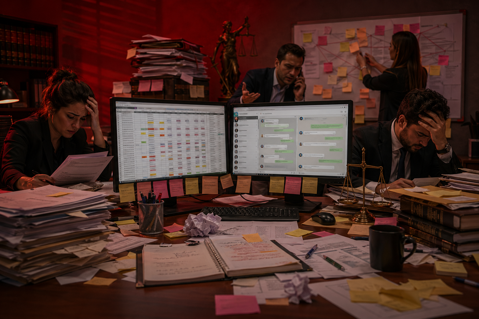 Escritório usando planilha e WhatsApp Web para gerenciar leads