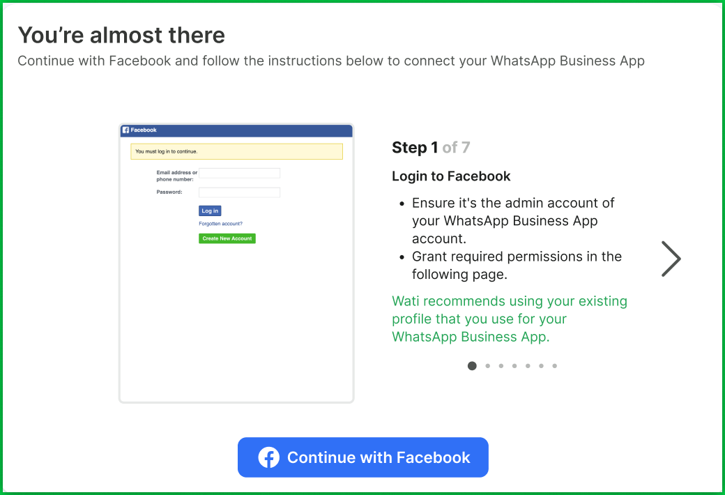 Botão Continuar com o Facebook